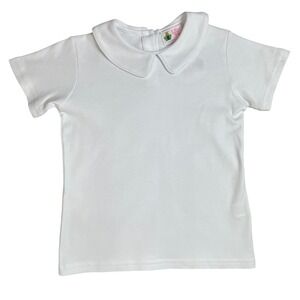 Lily Pads Boutique White Peter Pan Collar Short Sleeve Kids 100% Cotton Top Sz 6